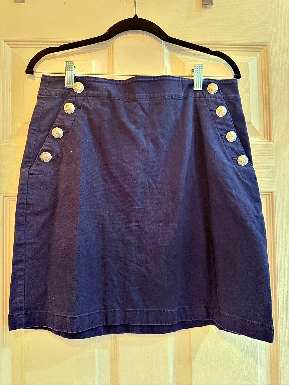 LOFT Navy Blue Nautical Sailor Skirt with Anchor Buttons Blue Size 8